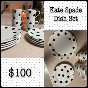 Black & White Polka Dot Kate Spade Dish Set of 4